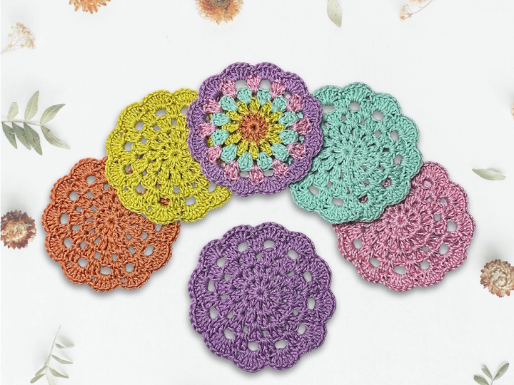 Coaster "Alea" Crochet Applique Crochet Pattern, easy and quick tutorial