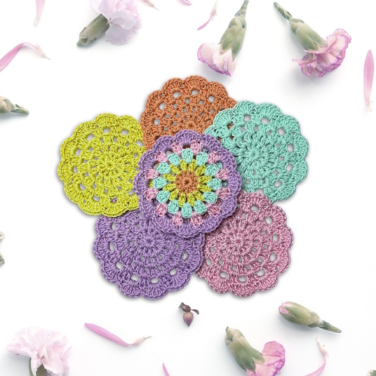 Coaster "Alea" Crochet Applique Crochet Pattern, easy and quick tutorial