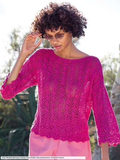 Ajourmusterpulli in Pink