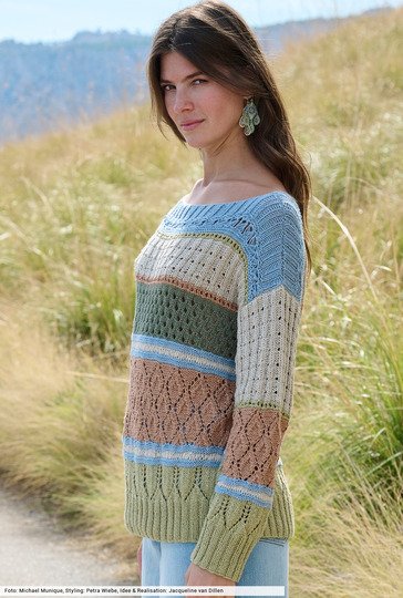 Streifenpulli im Mustermix