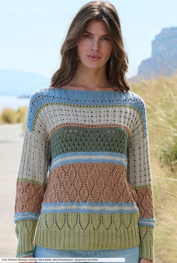 Streifenpulli im Mustermix