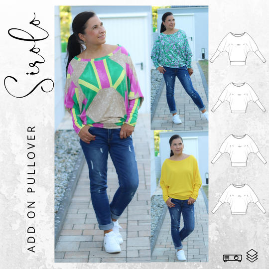 Ebook PDF Schnittmuster Pullover SIROLO  Gr. 34-56