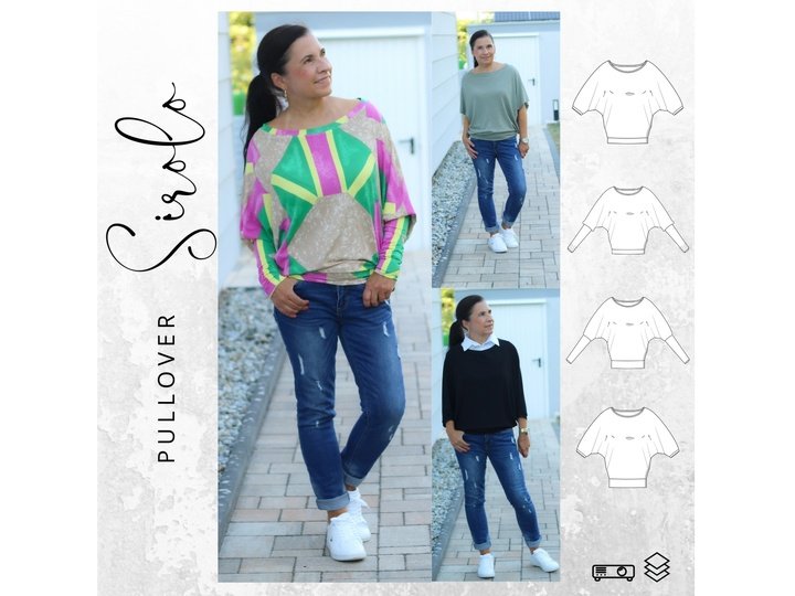 Ebook PDF Schnittmuster Pullover SIROLO  Gr. 34-56