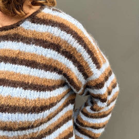 Strickanleitung Streifenpullover Juna glatt rechts mit I-Cord-Rand