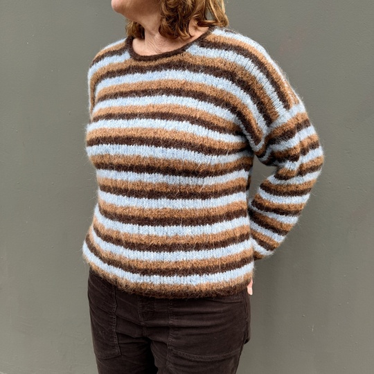 Strickanleitung Streifenpullover Juna glatt rechts mit I-Cord-Rand