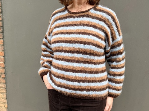 Strickanleitung Streifenpullover Juna glatt rechts mit I-Cord-Rand