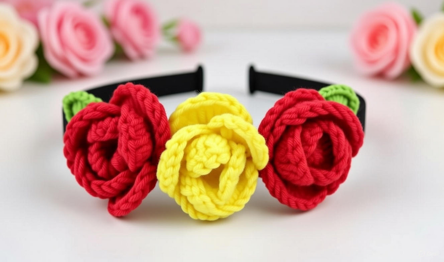 Crochet Flowers Headband Pattern PDF + Video Tutorial