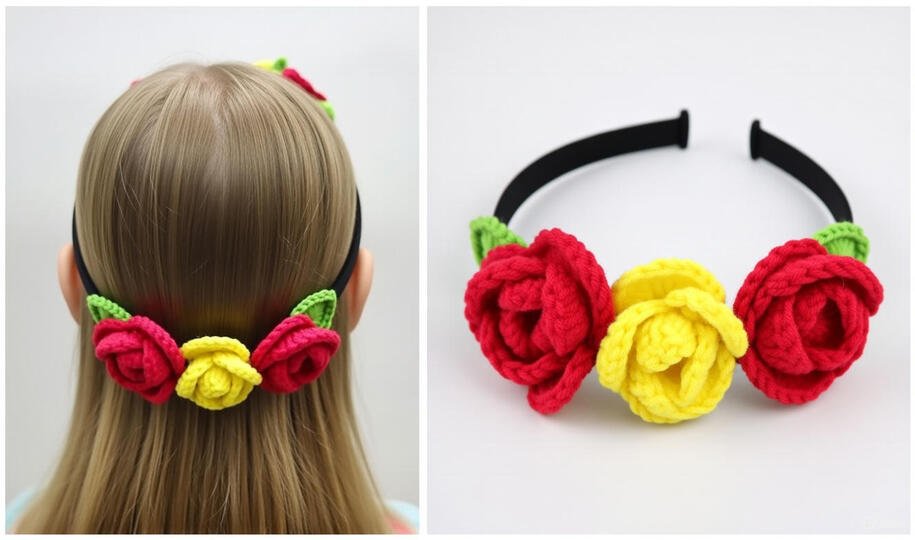 Crochet Flowers Headband Pattern PDF + Video Tutorial