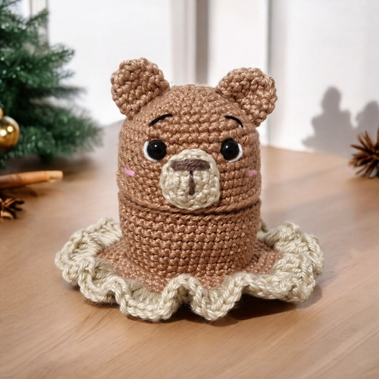 PDF Häkelanleitung Süßer Eierwärmer mit Becher Bär und Küken