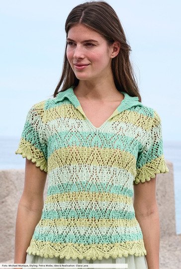 Streifenshirt mit Polokragen