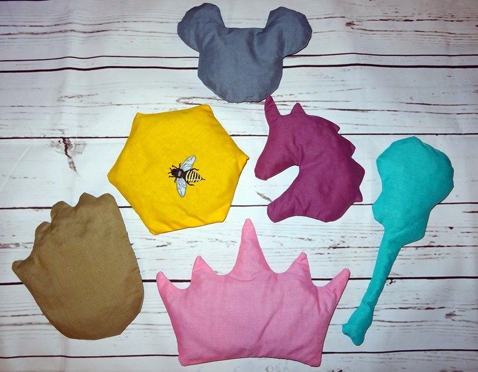 Kissen SET nähen 2 Gr. Gitarre Maus Wabe Einhorn Baum Krone