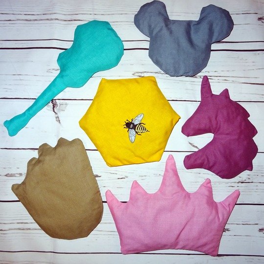 Kissen SET nähen 2 Gr. Gitarre Maus Wabe Einhorn Baum Krone