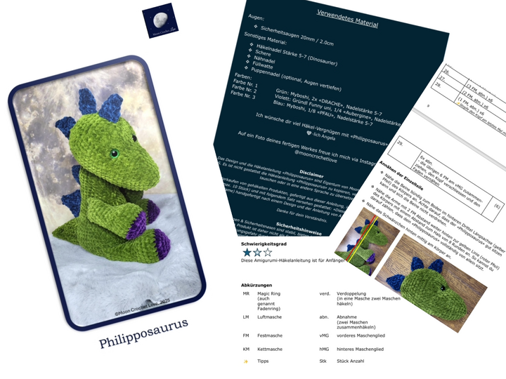 Häkelanleitung Dinosaurier kuscheliges XL-Amigurumi
