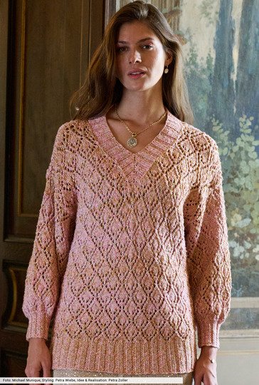 Pulli im Rauten-Ajourmuster