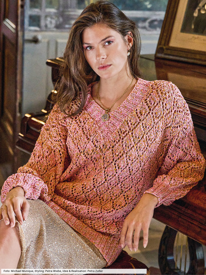 Pulli im Rauten-Ajourmuster