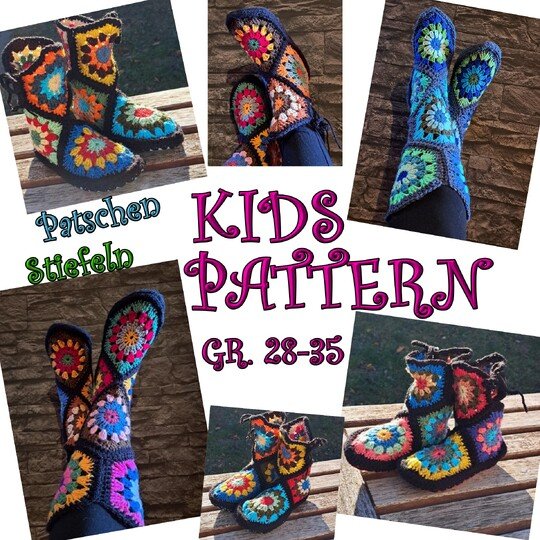 CROCHET PATTERN * KIDS SLiPPERS * BOOTS * - HeXagon * Use leftovers, scraps