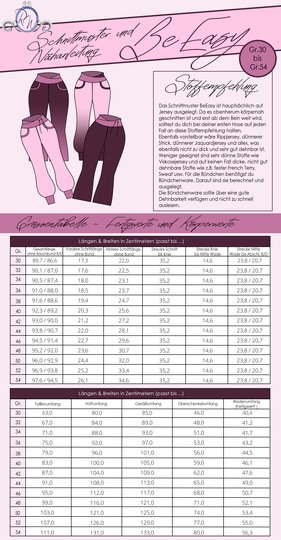 E-Book Schnittmuster BeEasy Damenhose Gr. 30 bis 54