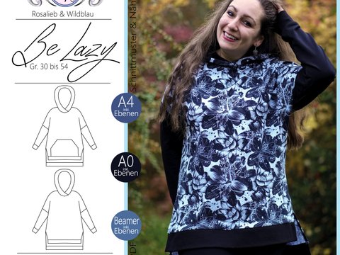 E-Book Schnittmuster BeLazy Damenhoodie Gr. 30 bis 54