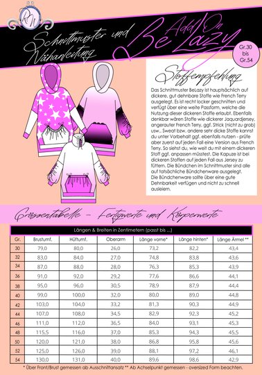 E-Book Schnittmuster BeLazy Addon Kragenpullover Gr. 30 bis 54