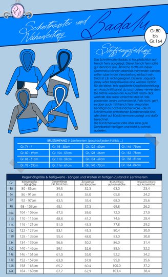 E-Book Schnittmuster Badalu Hoodie Gr. 80 bis 164