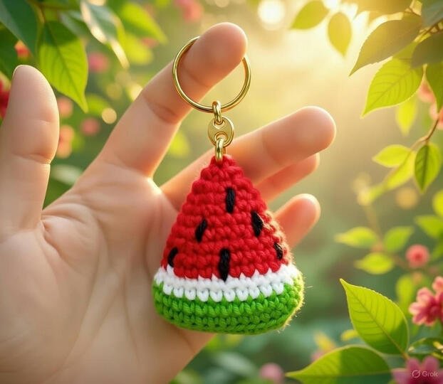 Watermelon Crochet Keychain Pattern PDF + Video Tutorial | Beginner Friendl