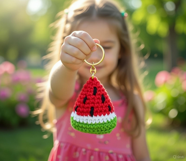 Watermelon Crochet Keychain Pattern PDF + Video Tutorial | Beginner Friendl