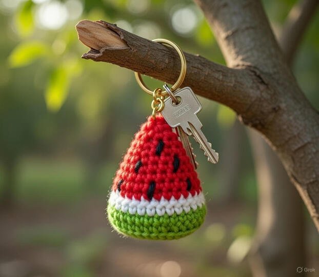 Watermelon Crochet Keychain Pattern PDF + Video Tutorial | Beginner Friendl
