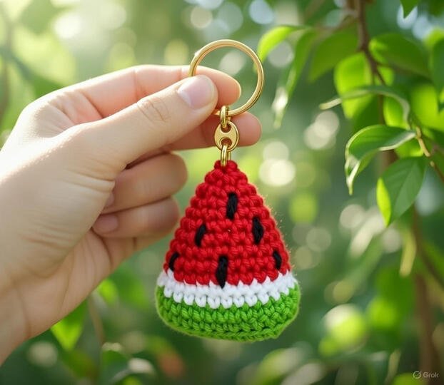 Watermelon Crochet Keychain Pattern PDF + Video Tutorial | Beginner Friendl