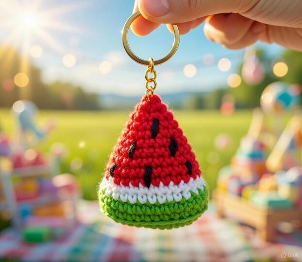 Watermelon Crochet Keychain Pattern PDF + Video Tutorial | Beginner Friendl