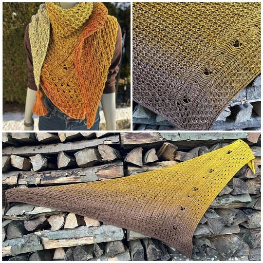 „BEEZY“ – Häkelanleitung für ein asymmetrisches Dreieckstuch