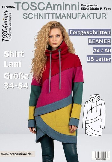 Schnittmuster Damenshirt Lani Gr. 34-54 Normalgröße 1,68m