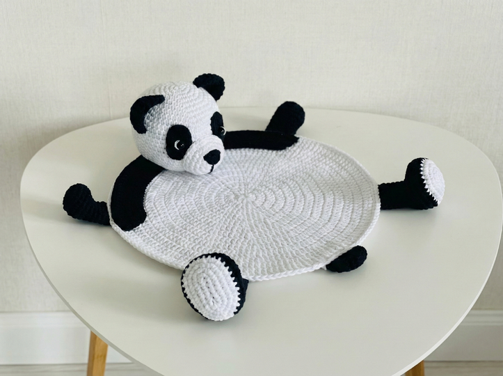 Crochet Pattern Panda Placemat for Baby Table Decor