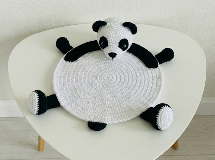 Crochet Pattern Panda Placemat for Baby Table Decor