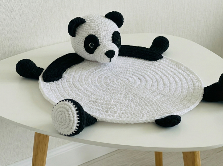 Crochet Pattern Panda Placemat for Baby Table Decor