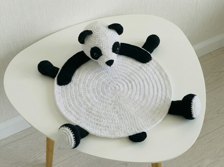 Crochet Pattern Panda Placemat for Baby Table Decor