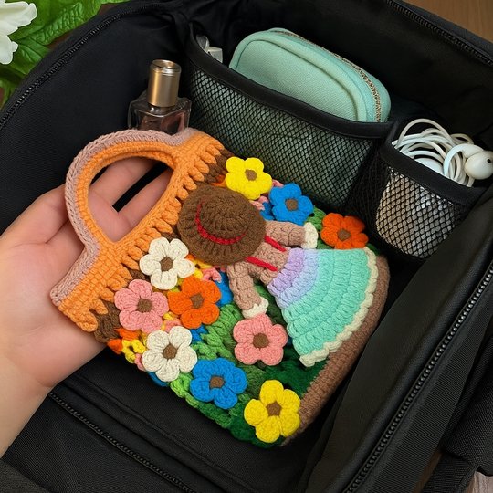 Flower Garden Tote – Crochet Bag Pattern PDF with Girl & Floral Appliqués