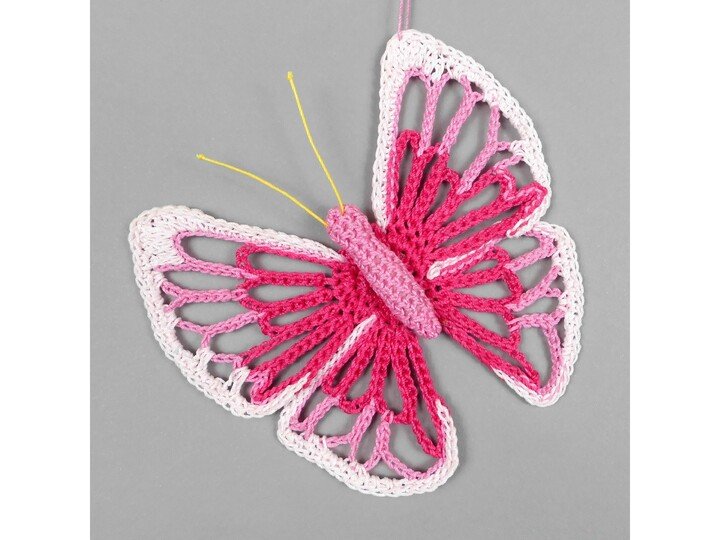 Large, colourful Butterfly - hanging decor from leftover yarn