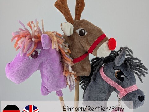 Mini Stick Horse Sewing Pattern: Pony, Unicorn, Reindeer (PDF)