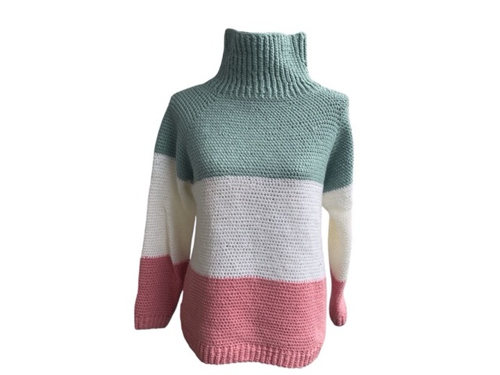 Häkelanleitung Pulli mit Rollkragen Gr. 38/40