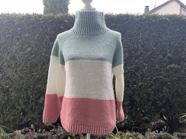 Häkelanleitung Pulli mit Rollkragen Gr. 38/40