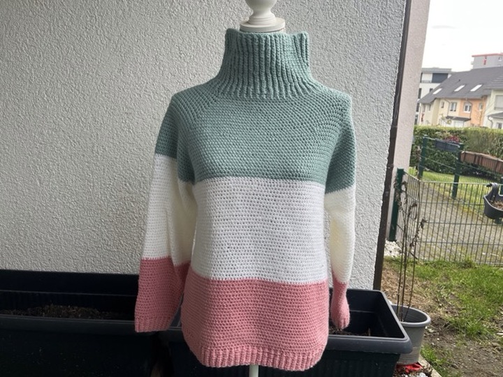 Häkelanleitung Pulli mit Rollkragen Gr. 38/40