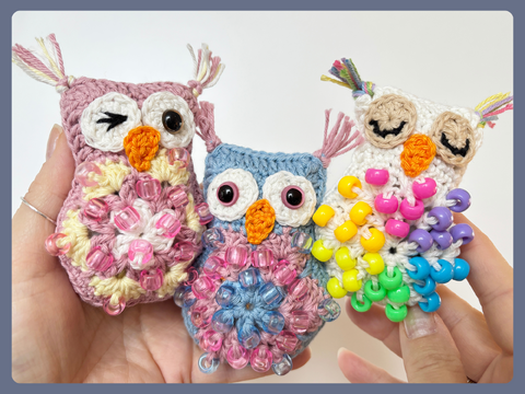 Beaded Crochet Fidget Owl Pattern, Fidget Toy Amigurumi Owl, Spring Decor