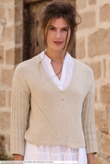 Pulli mit gerippten Ärmeln