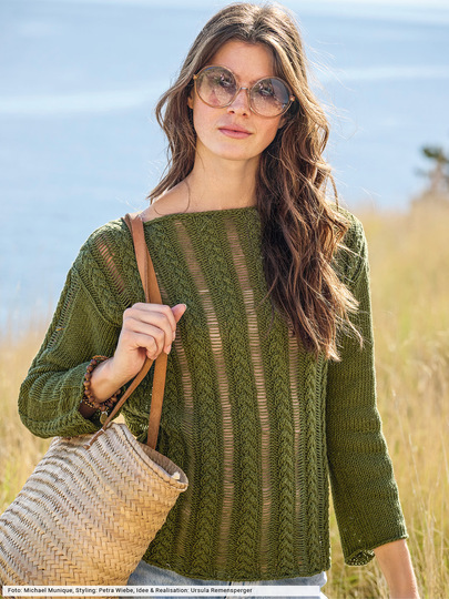 Zopfpulli mit Fallmaschen