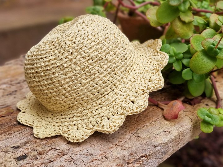 H1 Crochet Pattern. Raffia panama hat for adults and kids