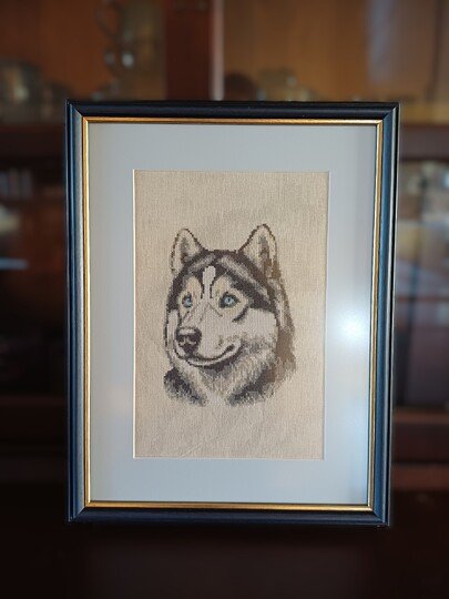 Kreuzstichvorlage Husky Aiko,ein Stickmuster für Hundeliebhaber als PDF/PNG