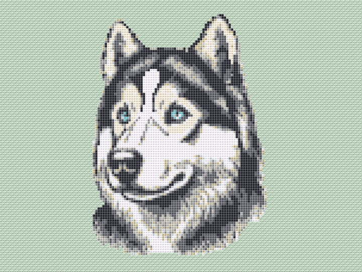 Kreuzstichvorlage Husky Aiko,ein Stickmuster für Hundeliebhaber als PDF/PNG