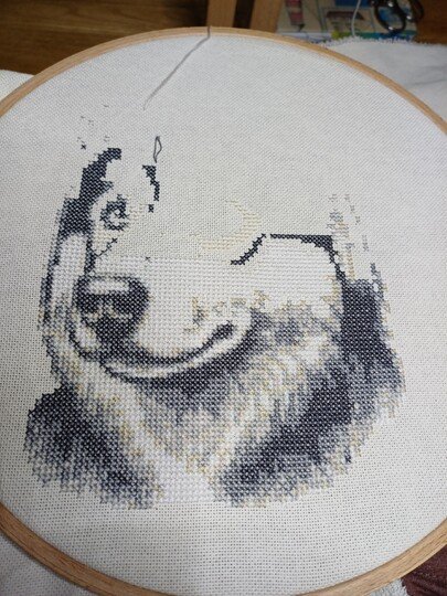 Kreuzstichvorlage Husky Aiko,ein Stickmuster für Hundeliebhaber als PDF/PNG