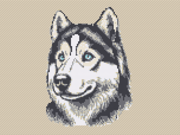 Kreuzstichvorlage Husky Aiko,ein Stickmuster für Hundeliebhaber als PDF/PNG