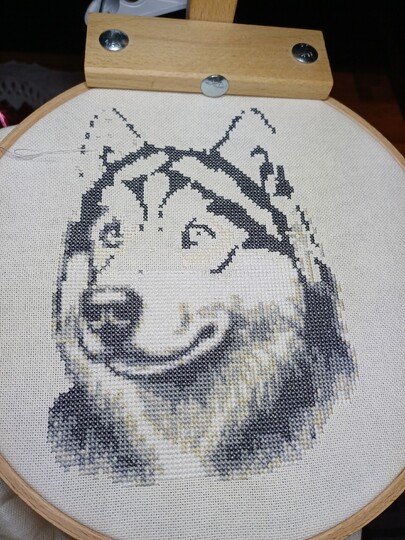 Kreuzstichvorlage Husky Aiko,ein Stickmuster für Hundeliebhaber als PDF/PNG